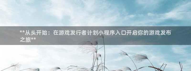 顺盈娱乐领导联系方式：**从头开始：在游戏发行者计划小程序入口开启你的游戏发布
之旅**