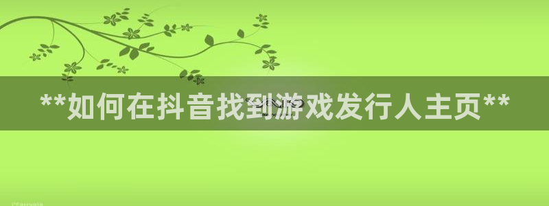 顺盈娱乐官网首页登录：**如何在抖音找到游戏发行人主页**